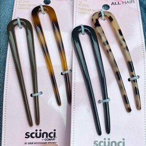 Scunci Brown and Tortoise French Hair Pins Set